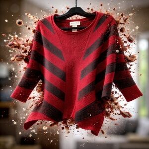 Alfred Dunner Red and Black Chevron Sweater